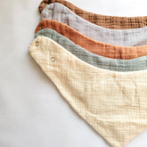 5-Pack of Pastel Custom Name Muslin Bib-Chain Stitch