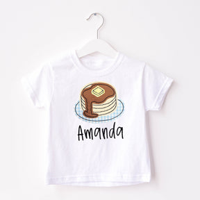 Embroidered Custom Pancake Stack Tee-Kids Personalized Tshirt