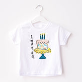 Embroidered Custom Birthday Cake Tshirt-Kids Personaized Birthday Tee