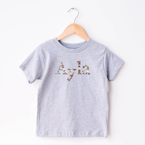 Classic Custom Embroidered Floral Name Kids Tee