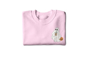 Iced Coffee Ghost Sweatshirt- Cute Halloween Crewneck-Fall Pumpkin Spice Season