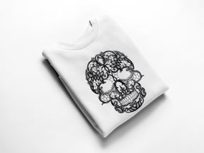 Lace Skull Halloween Crewneck Sweatshirt-Adult Pullover