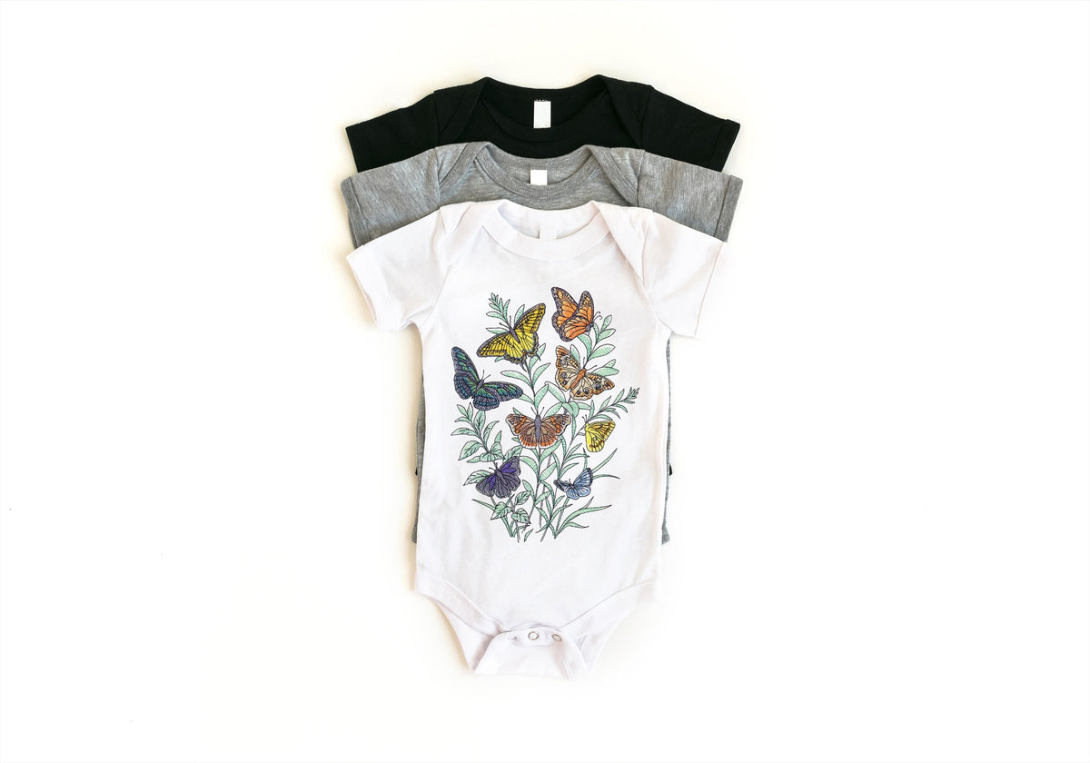 Butterfly Botanical Baby Bodysuit-Embroidered Baby Clothes