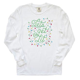 Let's Get Lit Christmas Lights Long Sleeve Tee-Embroidered Christmas Lights