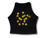 Save The Bees Honeycomb Embroidered Crop Top