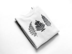 Embroidered Botanical Fern Crewneck-Minimal