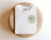 Green Tea Embroidered Tee-Green Tea Lover Label Tshirt