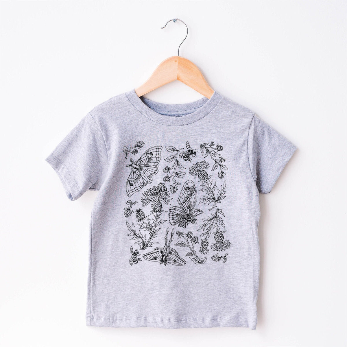 Butterfly Moth Botanical Embroidered Tee-Kids Butterfly Tshirt